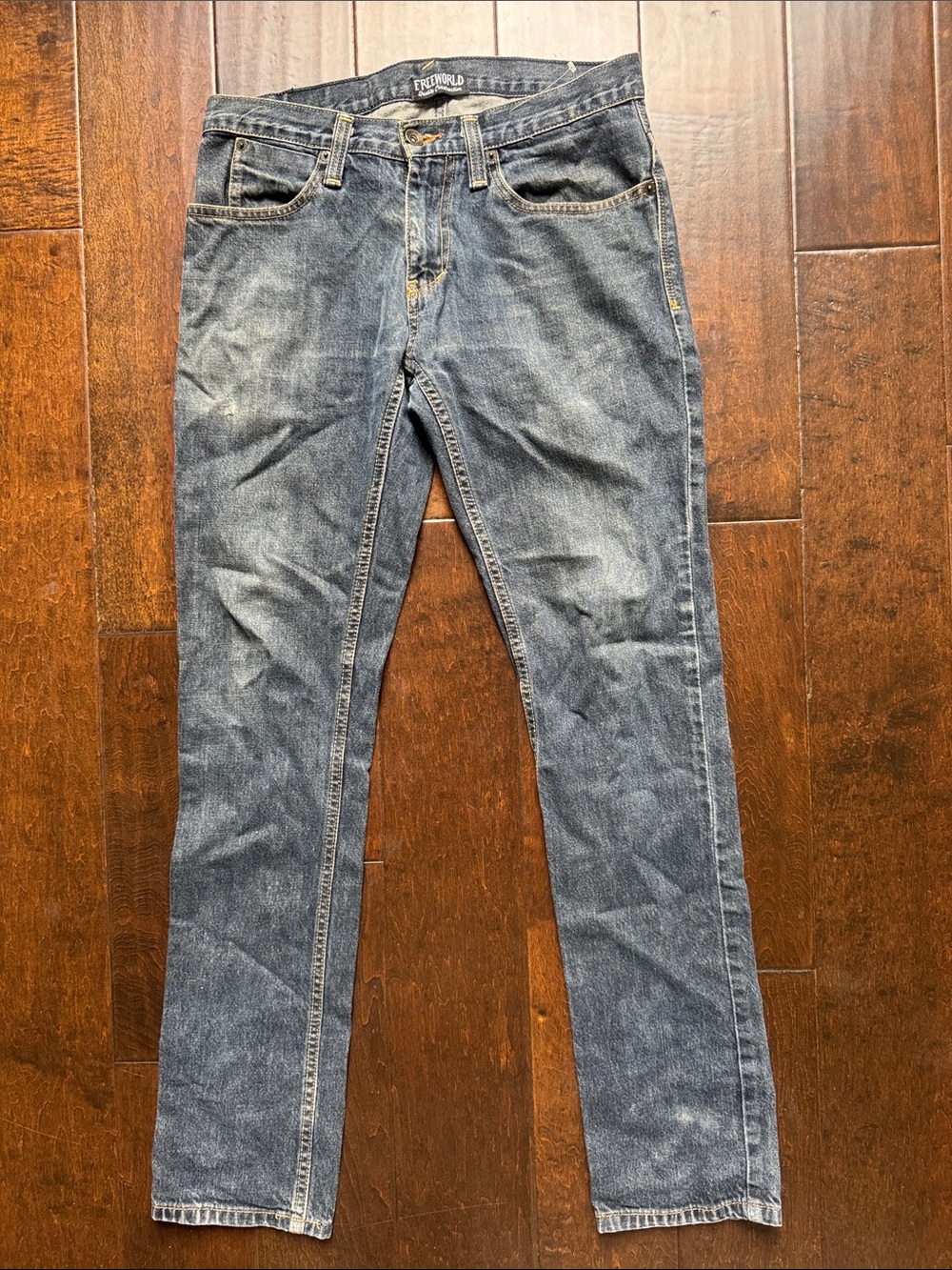 Freeworld Men's Slim Straight Blue Denim Jeans